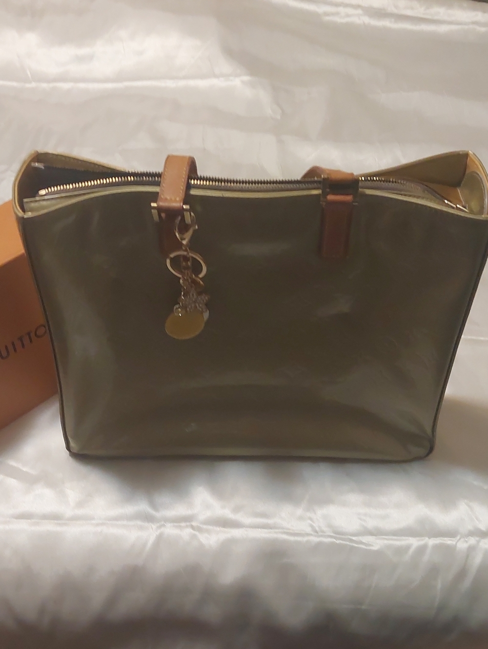 Louis Vuitton Vernis Patent Leather Tote Bag with LV Trunks & Bags Charm